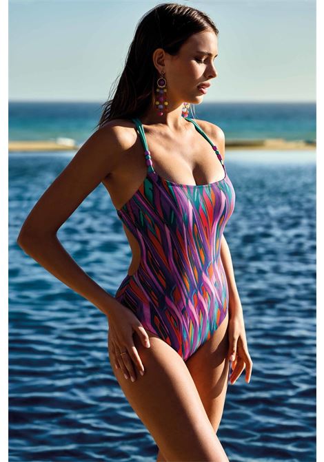 costume intero incrocio retro VACANZE ITALIANE | VI25-077VERDE MULTI